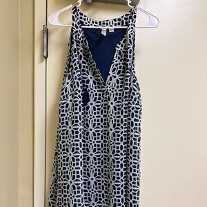 S104 - Tacera Navy Blue White Tassels Lined Sun Dress 1X 14 16